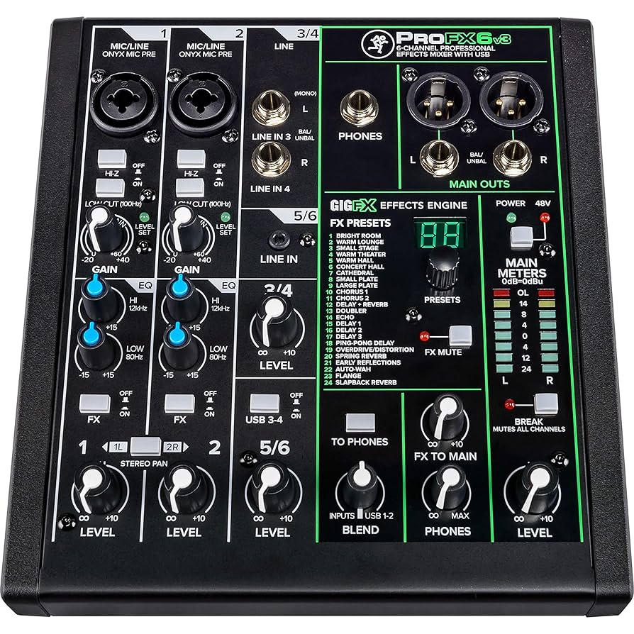 火曜日まで値下げオーディオインターフェースMackie PROFX6v3 Mackie ProFX6v3+ 6-Channel Analog Mixer With Enhanced FX
